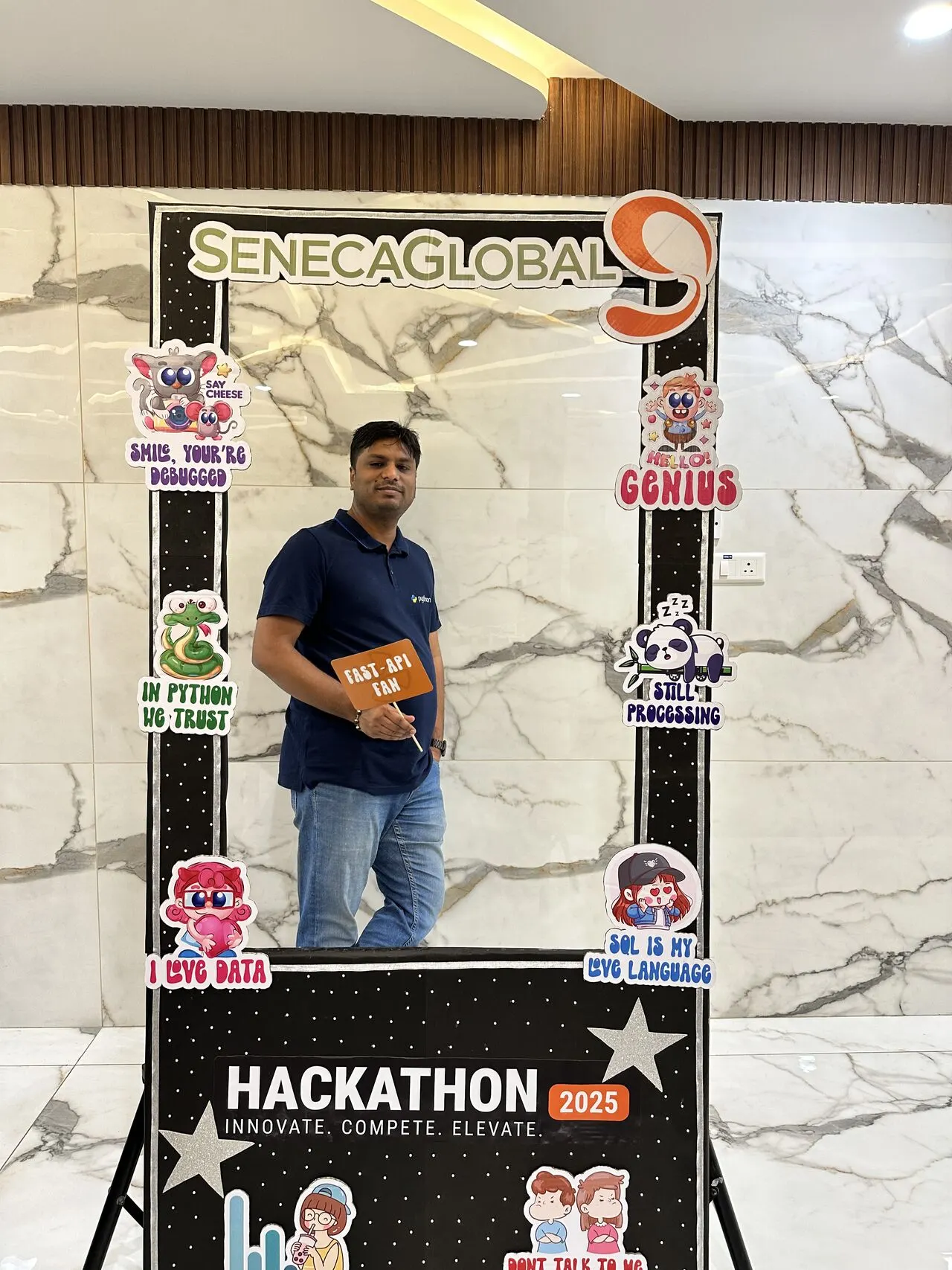 At the SenecaGlobal hackathon - SenecaGlobal Hackathon 2025